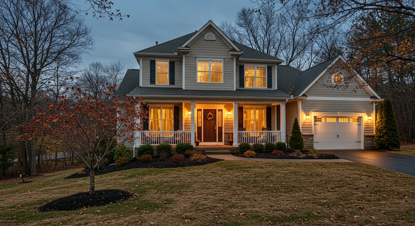 A beautiful home kept safe and clean for the season by Galaxy Landscaping's Fall/Winter VIP Package, providing peace of mind to homeowners.