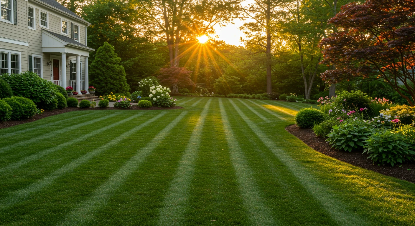 Pristine Bucks County property landscape showcasing Galaxy Landscaping VIP maintenance quality.